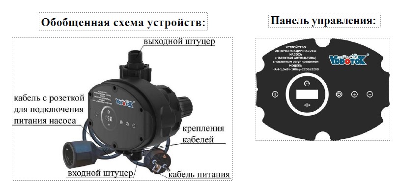 Схема разборки Регулятор давл. электр. Vodotok НАЧ-1.5кВт-10Бар-220В/220В (1.5кВт, d резьбы 1", max 10бар, каб.с вилкой+каб.с роз.) (уп.8шт)
